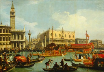 Canaletto Painting - Bucintoro regresa a Molo el día de la Ascensión Canaletto